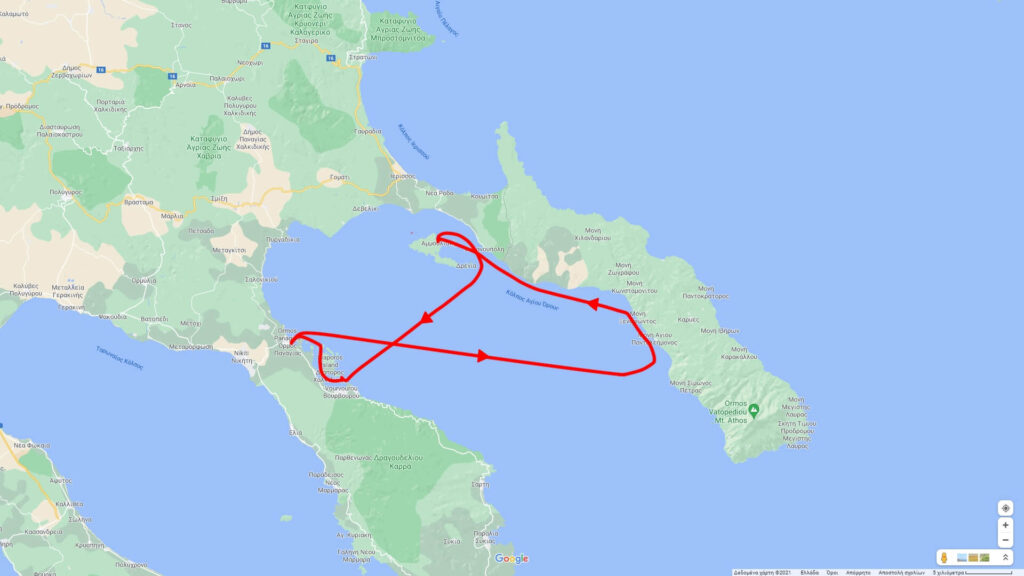Athos Cruise Ammouliani Menia Maria III map 2