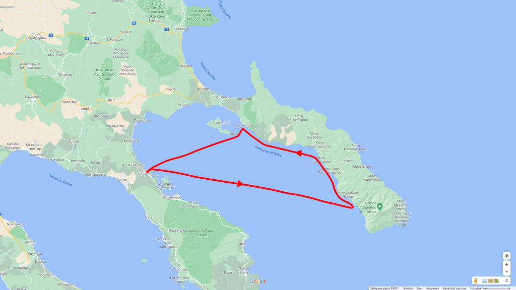 Athos Cruise Menia Maria III map