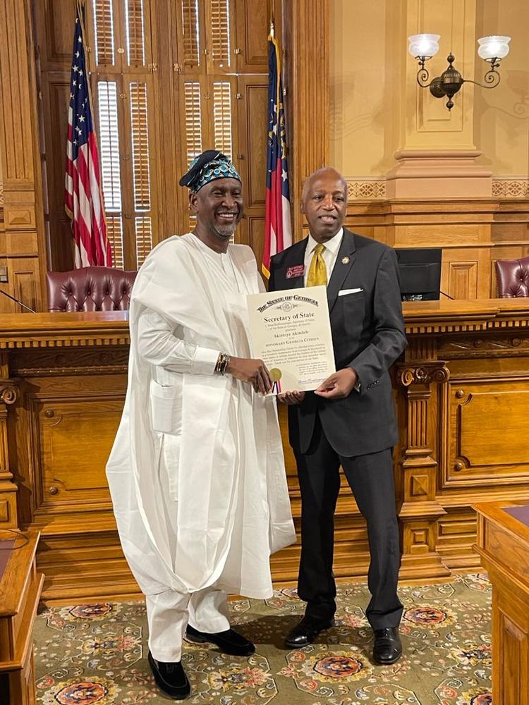 Dr.Akintoye Akindele apointed Goodwill Ambassador and Honorary Citizen of the State of Georgia, USA 1